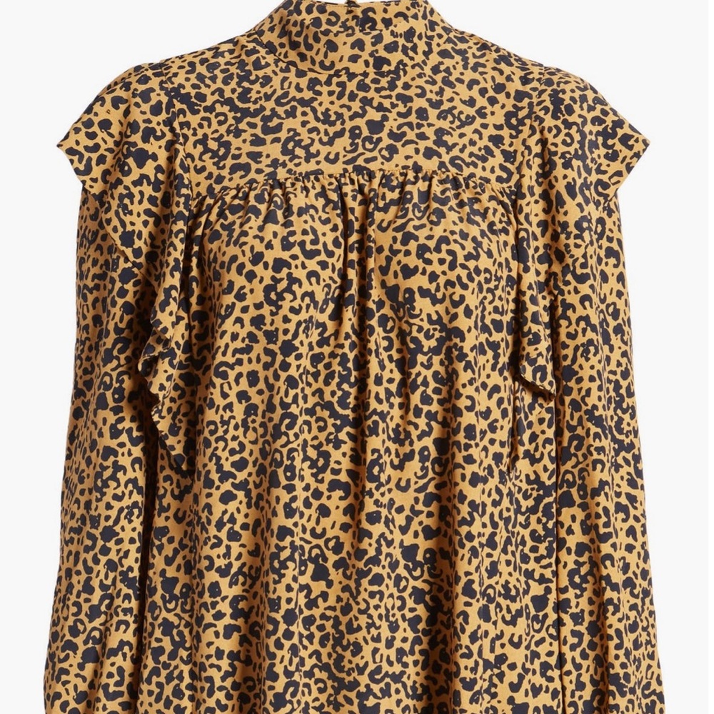 WAYF Pierce Leopard Print Long Sleeve Mock Neck Minidress - Picture 2 of 13